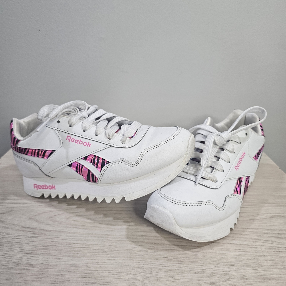 Reebok Classic Girl's White and Pink Sneakers Size 4Y